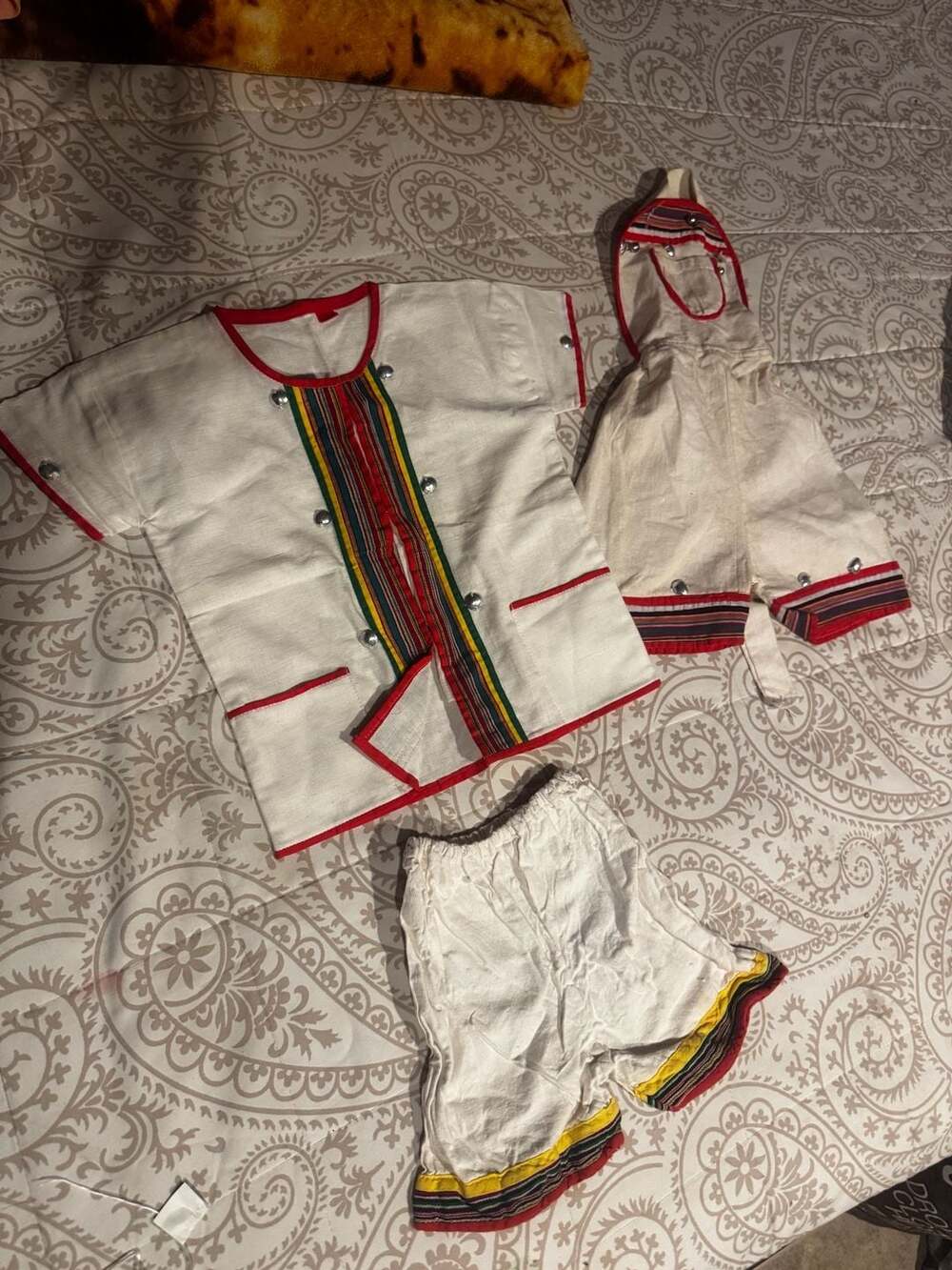 Traditional Eritrean Ethiopian Clothing Set Size 3 Cream Multi